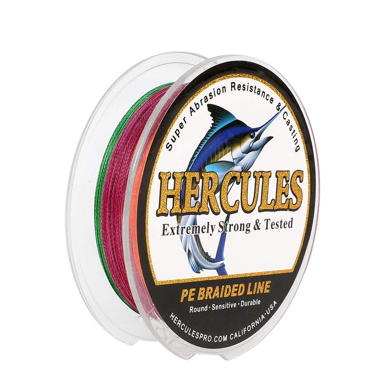 HERCULES Super Strong 300M 328 Yards Braided Fishing Line 20 LB Test for Saltwater Freshwater PE Braid Fish Lines 4 Strands - Multicolor, 20LB (9.1KG), 0.20MM - Image 1